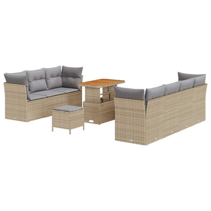 Conjunto de Sofá de Jardim Manual 10 pcs bege e cinzento claro