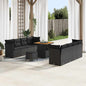 Conjunto de Sofá de Jardim com almofada Manual 11 pcs Preto