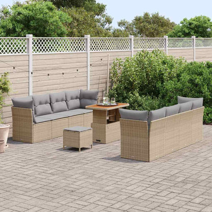 Conjunto de Sofá de Jardim Manual 11 pcs bege e cinzento claro