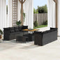 Conjunto de Sofá de Jardim com almofada Manual 11 pcs Preto