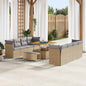 Conjunto de Sofá de Jardim 11 pcs bege e cinzento claro