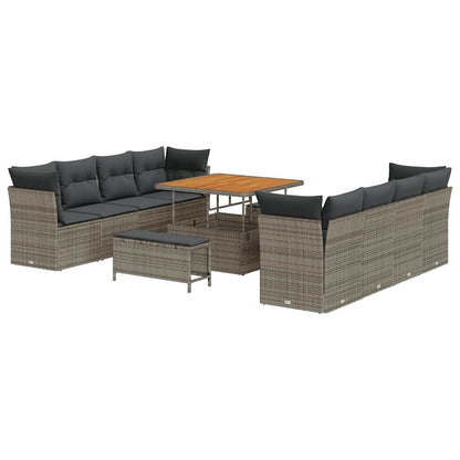 Conjunto de Sofá de Jardim com almofada Manual 11 pcs Cinzeto