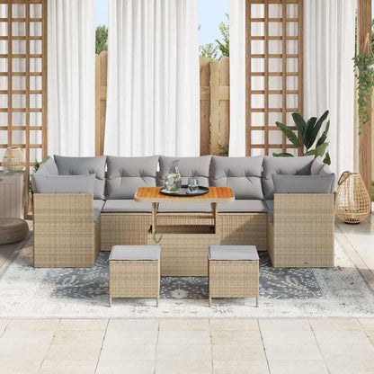 Conjunto de Sofá de Jardim Manual 10 pcs bege e cinzento claro
