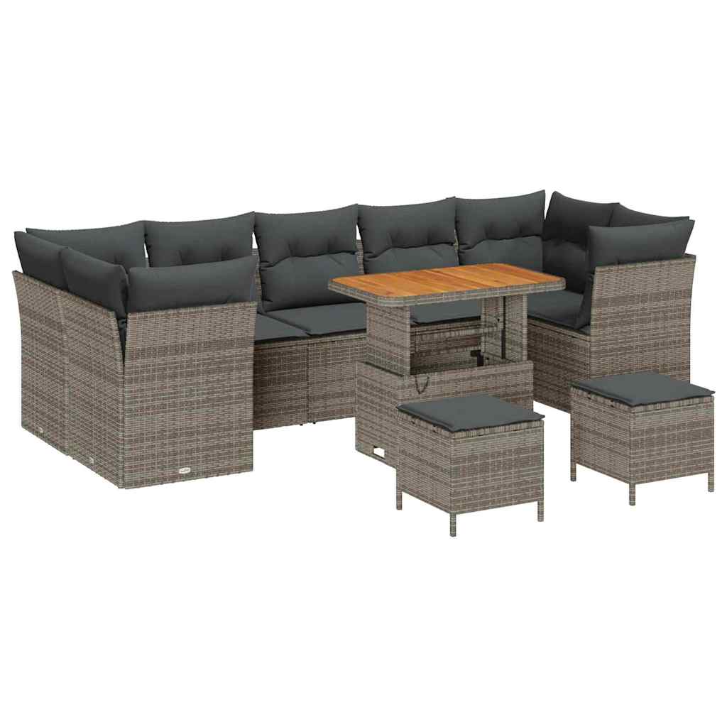 Conjunto de Sofá de Jardim 10 pcs Cinzeto 90 x 55 x 71 cm