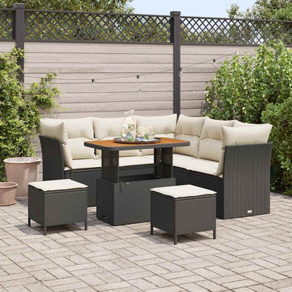 Conjunto de Sofá de Jardim 8 pcs Preto e creme 90 x 55 x 71 cm