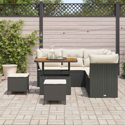 Conjunto de Sofá de Jardim 8 pcs Preto e creme 90 x 55 x 71 cm