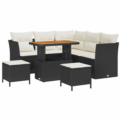 Conjunto de Sofá de Jardim 8 pcs Preto e creme 90 x 55 x 71 cm
