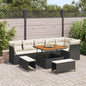 Conjunto de Sofá de Jardim com almofada 9 pcs Preto e creme