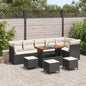 Conjunto de Sofá de Jardim com almofada 10 pcs Preto e creme
