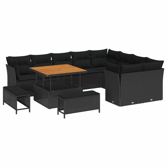 Conjunto de Sofá de Jardim 12 pcs Preto 100 x 100 x 71 cm
