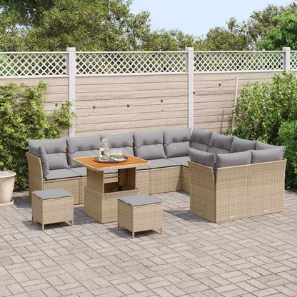 Conjunto de Sofá de Jardim 12 pcs bege e cinzento claro