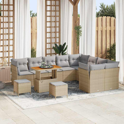 Conjunto de Sofá de Jardim 12 pcs bege e cinzento claro