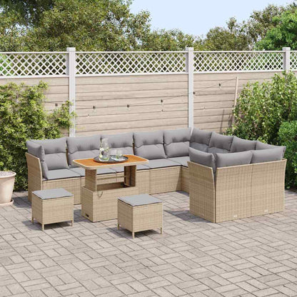Conjunto de Sofá de Jardim 12 pcs bege e cinzento claro