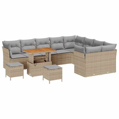 Conjunto de Sofá de Jardim 12 pcs bege e cinzento claro