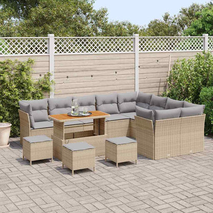 Conjunto de Sofá de Jardim 13 pcs bege e cinzento claro