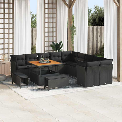 Conjunto de Sofá de Jardim 13 pcs Preto 100 x 100 x 71 cm