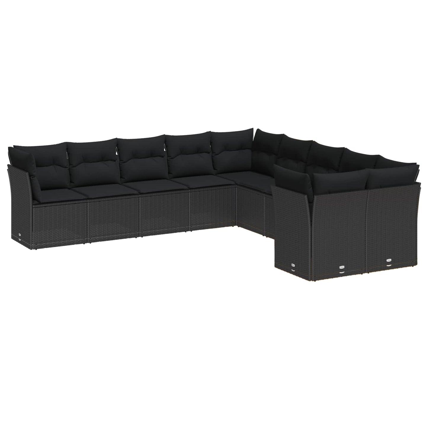 Conjunto de Sofá de Jardim com almofada 13 pcs Preto vime PE