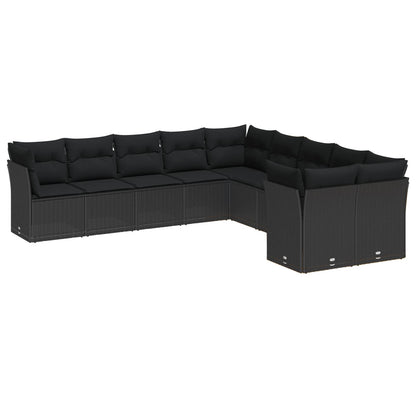 Conjunto de Sofá de Jardim com almofada 13 pcs Preto vime PE