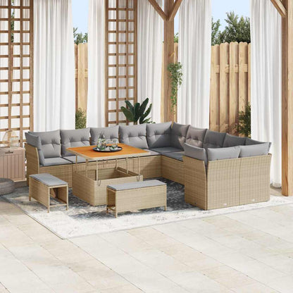 Conjunto de Sofá de Jardim 13 pcs bege e cinzento claro