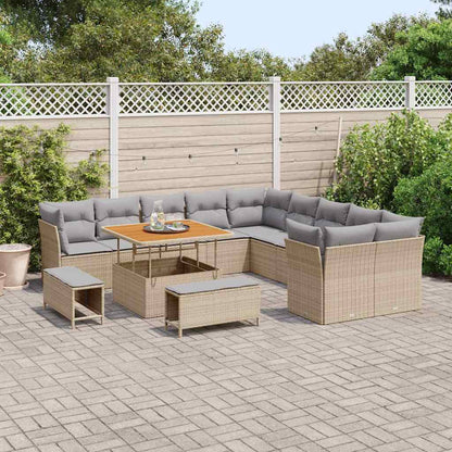 Conjunto de Sofá de Jardim 13 pcs bege e cinzento claro