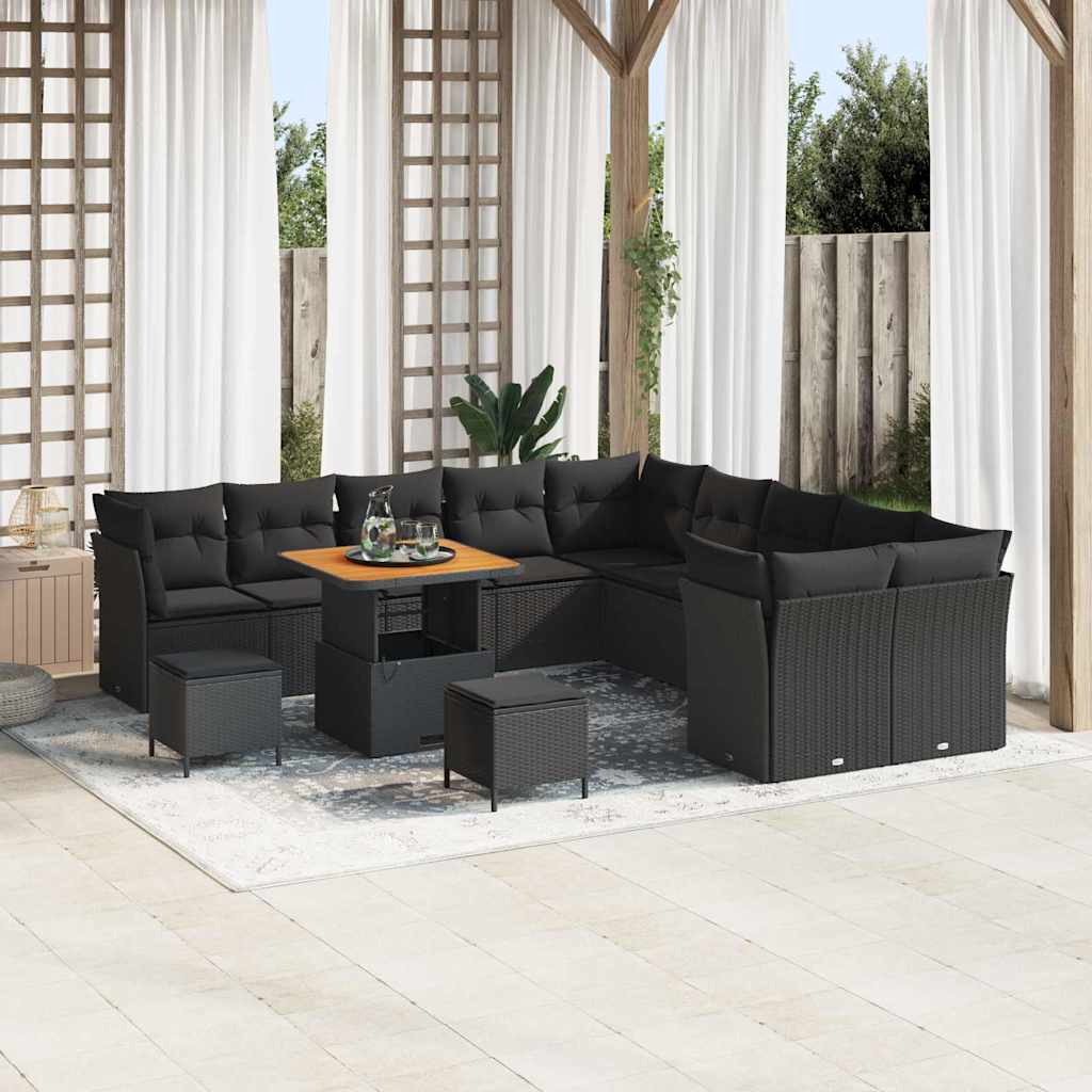 Conjunto de Sofá de Jardim 13 pcs Preto 80 x 80 x 71 cm