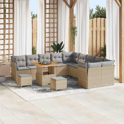 Conjunto de Sofá de Jardim 13 pcs bege e cinzento claro