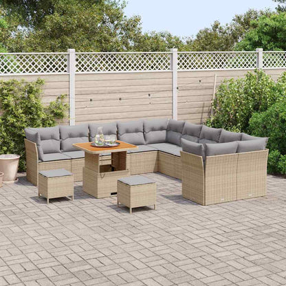 Conjunto de Sofá de Jardim 13 pcs bege e cinzento claro