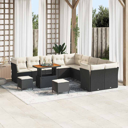Conjunto de Sofá de Jardim 13 pcs Preto e creme 90 x 55 x 71 cm