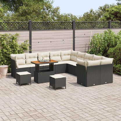 Conjunto de Sofá de Jardim 13 pcs Preto e creme 90 x 55 x 71 cm