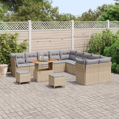 Conjunto de Sofá de Jardim 13 pcs bege e cinzento claro