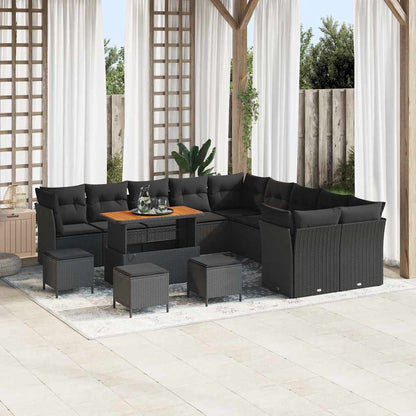Conjunto de Sofá de Jardim 14 pcs Preto 110 x 55 x 71 cm
