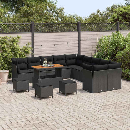 Conjunto de Sofá de Jardim 14 pcs Preto 110 x 55 x 71 cm