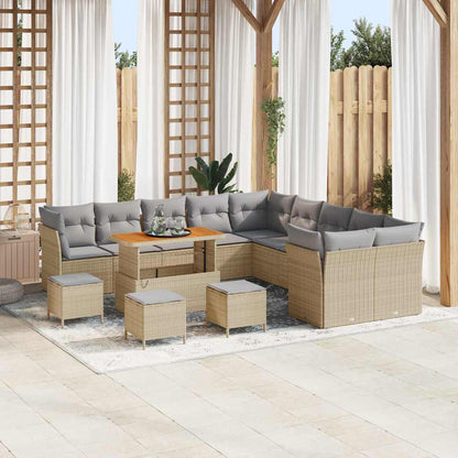 Conjunto de Sofá de Jardim 14 pcs bege e cinzento claro