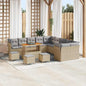 Conjunto de Sofá de Jardim 14 pcs bege e cinzento claro