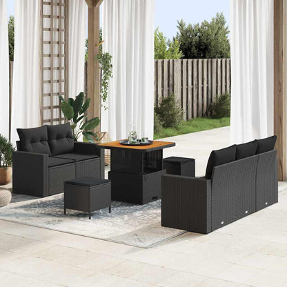 Conjunto de Sofá de Jardim Manual 8 pcs Preto 80 x 80 x 71 cm
