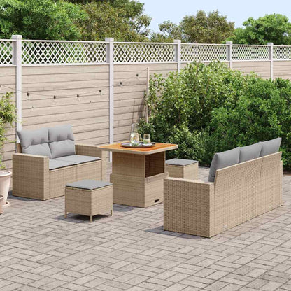 Conjunto de Sofá de Jardim Manual 8 pcs bege e cinzento claro
