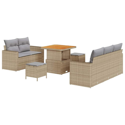 Conjunto de Sofá de Jardim Manual 8 pcs bege e cinzento claro