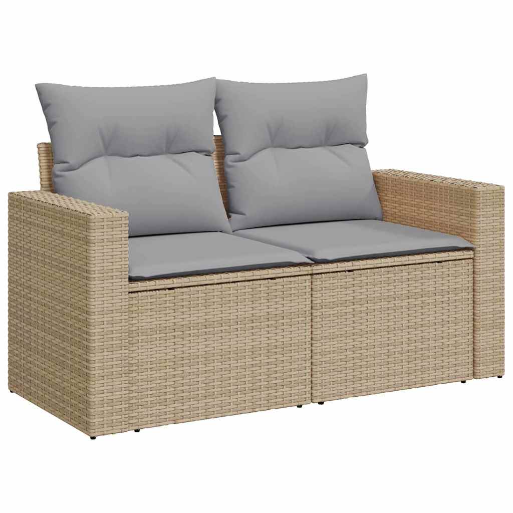 Conjunto de Sofá de Jardim Manual 8 pcs bege e cinzento claro