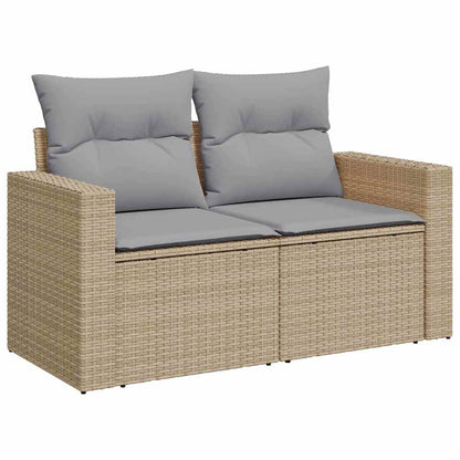 Conjunto de Sofá de Jardim Manual 8 pcs bege e cinzento claro