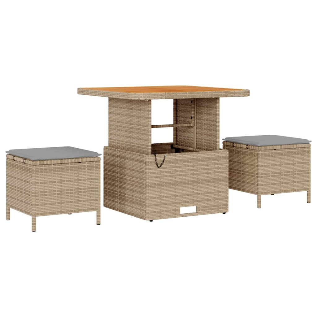 Conjunto de Sofá de Jardim Manual 8 pcs bege e cinzento claro