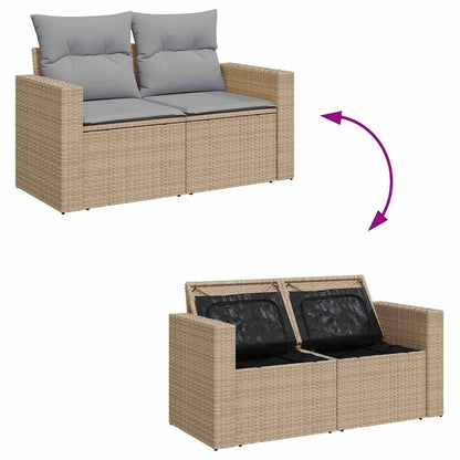 Conjunto de Sofá de Jardim Manual 8 pcs bege e cinzento claro