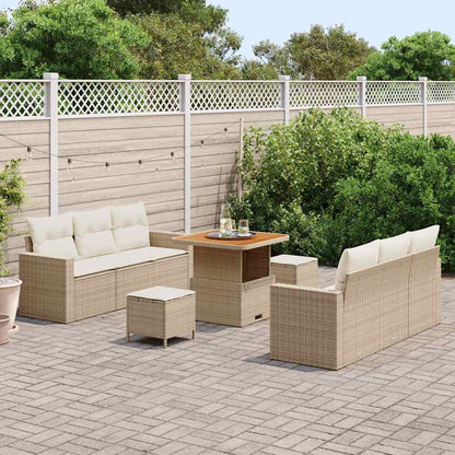 Conjunto de Sofá de Jardim com almofada 9 pcs bege e creme