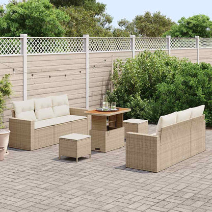 Conjunto de Sofá de Jardim com almofada 9 pcs bege e creme