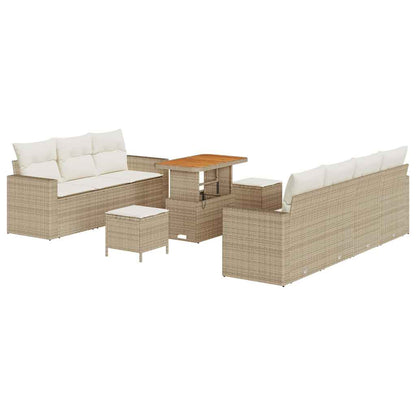 Conjunto de Sofá de Jardim 10 pcs bege e creme 90 x 55 x 71 cm
