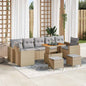 Conjunto de Sofá de Jardim Manual 10 pcs bege e cinzento claro
