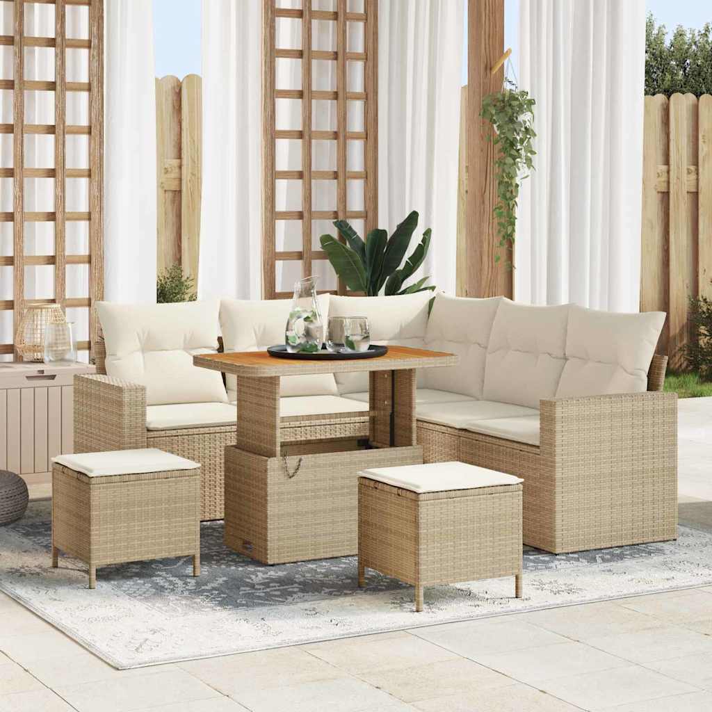 Conjunto de Sofá de Jardim 8 pcs bege e creme 90 x 55 x 71 cm