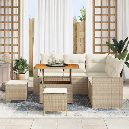 Conjunto de Sofá de Jardim 8 pcs bege e creme 90 x 55 x 71 cm