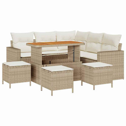 Conjunto de Sofá de Jardim 9 pcs bege e creme 110 x 55 x 71 cm