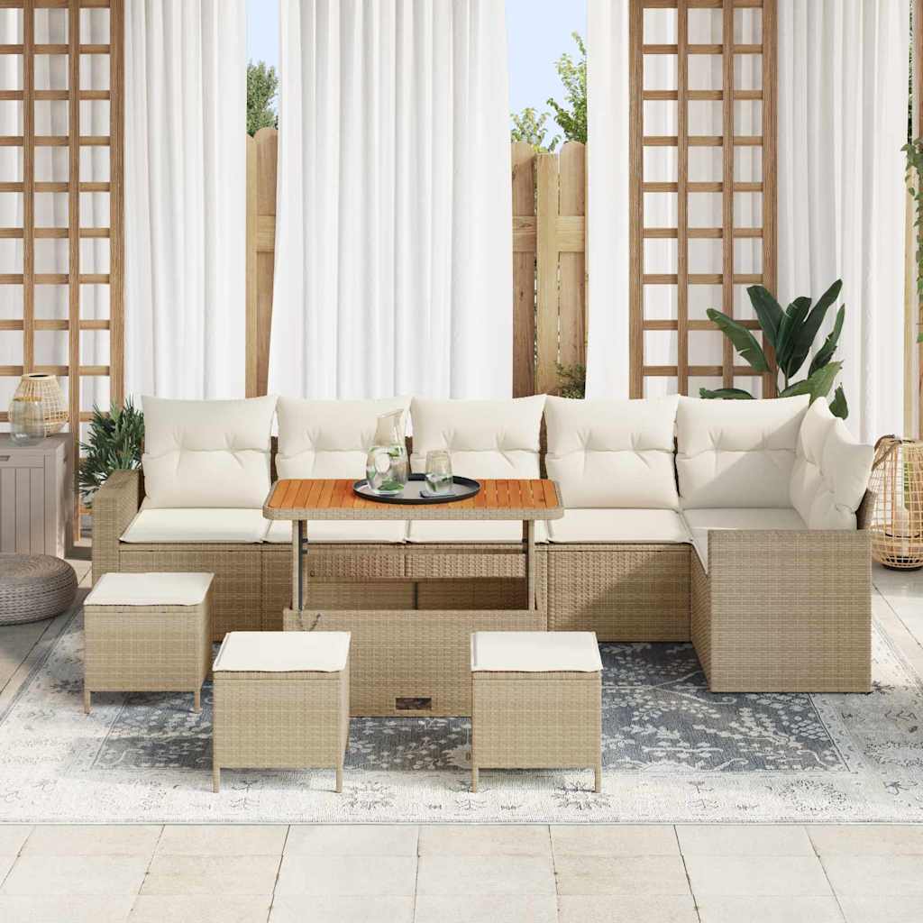 Conjunto de Sofá de Jardim 10 pcs bege e creme 110 x 55 x 71 cm