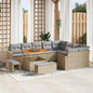 Conjunto de Sofá de Jardim Manual 12 pcs bege e cinzento claro